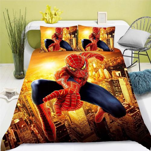 Housse De Couette Spider-Man Et Taie D'oreiller Marvel Hero Parure De Lit Pour Adulte Garcon Fille Decoration De Chambre Cadeau Simple Double Grande Taille