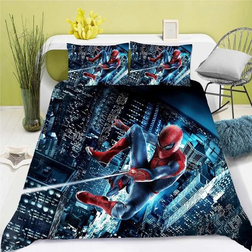 Housse De Couette Spider-Man Et Taie D'oreiller Marvel Hero Parure De Lit Pour Adulte Garcon Fille Decoration De Chambre Cadeau Simple Double Grande Taille
