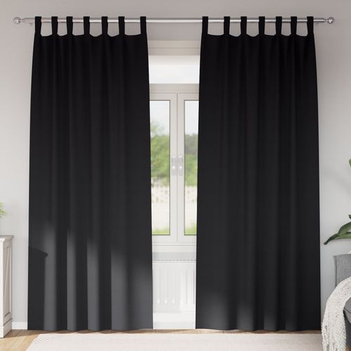 Vidaxl Rideaux Avec Des Rideaux 2 Pcs Noir 245 X 140 Cm Polyester