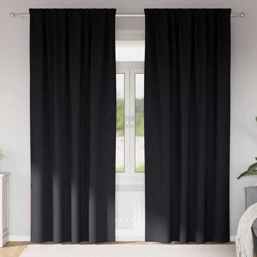Vidaxl Rideaux Avec Des Rideaux 2 Pcs Noir 245 X 140 Cm Polyester