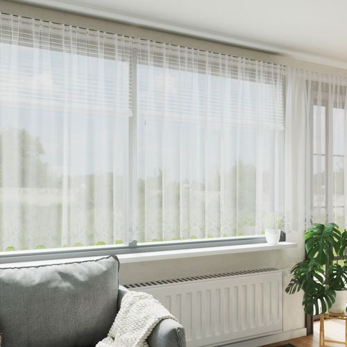 Vidaxl Rideaux Avec Des Rideaux Floral Blanc 600 X 140 Cm Polyester