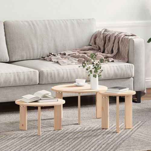 Vidaxl Table Basse 3 Pcs Naturel 47.5 X 47.5 X 27 Cm