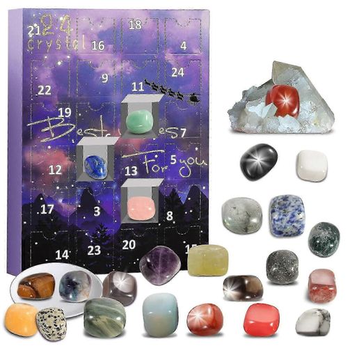 Roches Calendrier De L¿Avent, 24 Jours Cristal Naturel Agate Pierre Minéraux & Fossiles Calendrier De L¿Avent Cristaux Noël