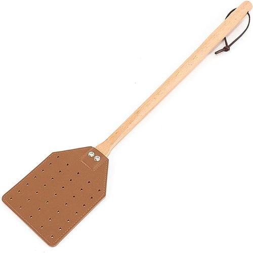KALANKA-Tapette à Mouches, tapette à Mouches en Cuir avec Long Manche en répulsif Contre Les moustiques, Attrape-Mouches Facile à Utiliser pour Une Utilisation en intérieur et en extérieur (Marron)