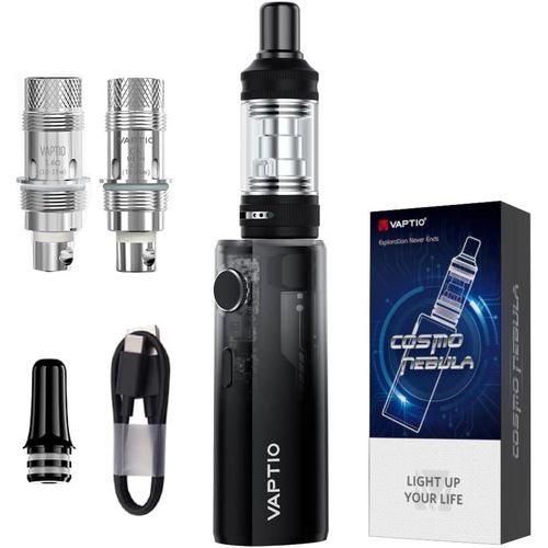 KALANKA-Cosmo Nebula Kit Cigarette électronique 1500mAh 25W Kit de démarrage avec Bobine de maille Cosmo 2 pièces 0.7ohm(C6)/1.6ohm(C1S), sans liquide sans nicotine (noir)