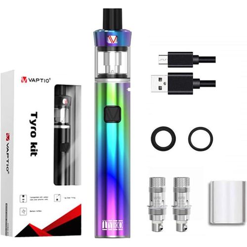 KALANKA-Tyro Kit Cigarette électronique 1500mAh 25W Vape Pen avec Bobine Cosmo 2 pièces 1.6ohm(C1)/0.7ohm(C2),sans liquide sans nicotine (arc-en-ciel)