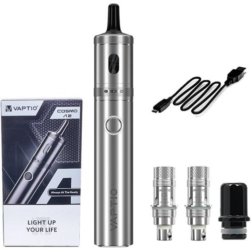 KALANKA-Cosmo A2 Kit Vape Pen 2000mAh 25W Cigarette électronique avec Bobine de Cosmo 2 pièces 0,7 ohm(C5) / 1,0 ohm(C6), sans liquide sans nicotine(Argent)