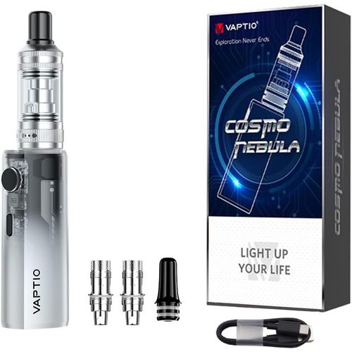 KALANKA-Vaptio Cigarette électronique Kit 1500mAh et 2,0ml Tank C6 0,7ohm / C1S 1,6 ohm Bobines Vape Kit E-Cigarette Sans e-liquide Sans nicotine (Argenté)