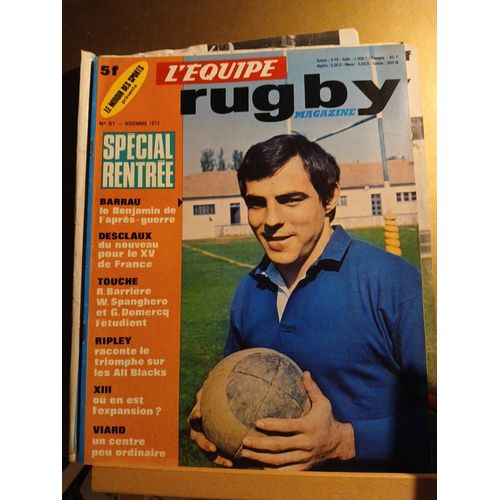 L'Equipe Magazine Rugby N°51 11/1973 Special Rentrée Barrau Desclaux