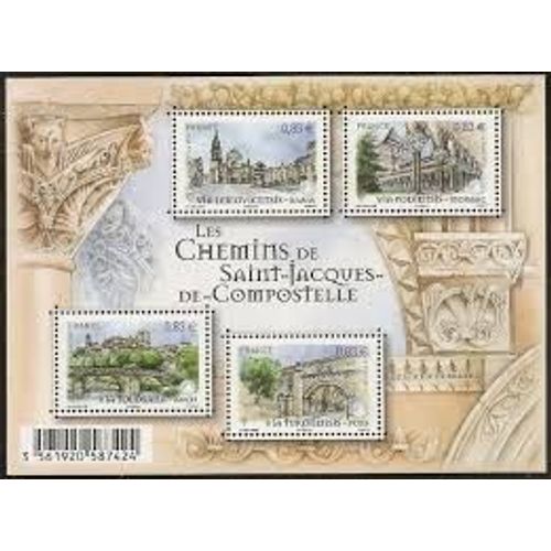 Les Chemins De Saint Jacques De Compostelle (3) : 4 Étapes Feuillet 4838 Année 2014 N° 4838 4839 4840 4841 Yvert Et Tellier Luxe