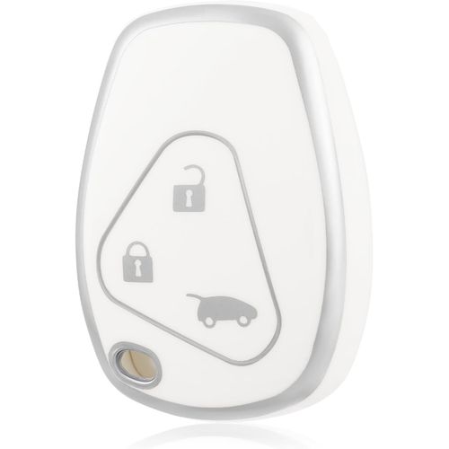 Coque Clé Etui Cles Pour Renault Boitier Clé De Voiture Pour Twingo Master Modus Kangoo Clio Trafic Duster Vivaro Espace Voiture Clé À Télécommande Protecteur Accessoire,Blanc Argent