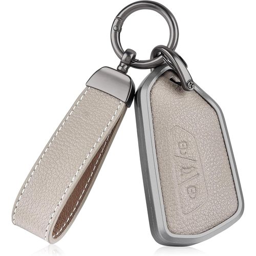 Coque De Clé Voiture Etui Cles En Cuir Coque Protection Clé Voiture Pour Vw Golf 8/7/5/R/Mk8 Cupra Born Formentor Seat Leon Ateca Tarraco Skoda Octavia Voiture Clé À Télécommande Étui,Gray