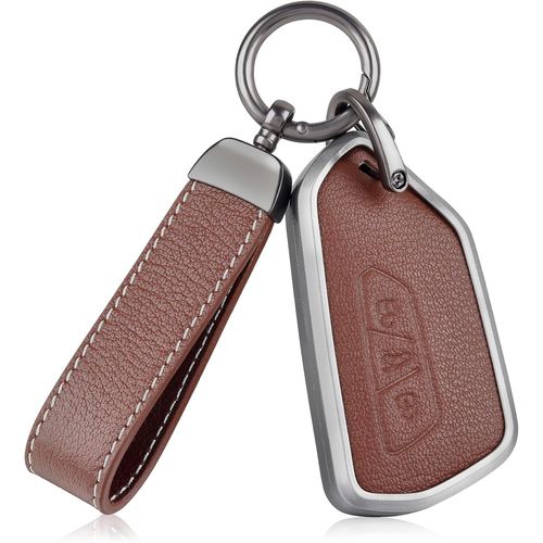 Coque De Clé Voiture Etui Cles En Cuir Coque Protection Clé Voiture Pour Vw Golf 8/7/5/R/Mk8 Cupra Born Formentor Seat Leon Ateca Tarraco Skoda Octavia Voiture Clé À Télécommande Étui,Marron