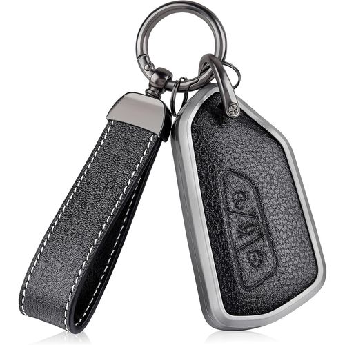 Coque De Clé Voiture Etui Cles En Cuir Coque Protection Clé Voiture Pour Vw Golf 8/7/5/R/Mk8 Cupra Born Formentor Seat Leon Ateca Tarraco Skoda Octavia Voiture Clé À Télécommande Étui,Noir