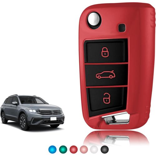 Coque Clé Tpu Brillant,Etui Clé Étui Clé Adapté Pour Vw Volkswagen Golf 7 Tiguan T-Roc T-Cross Polo Seat Ateca Ibiza Leon Skoda Octavia Fabia Kamiq.[H91]