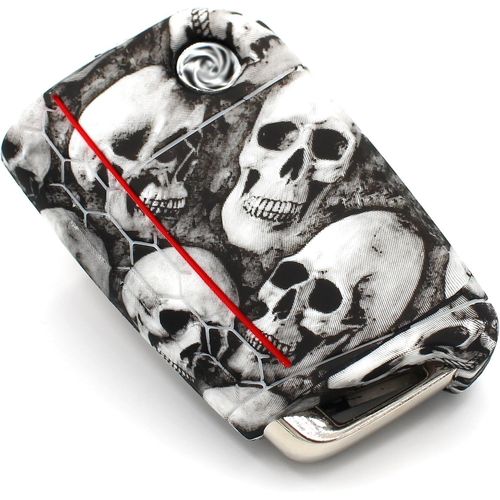 Coque De Protection En Silicone Vb Pour Clé De Voiture À 3 Boutons (Tête De Mort)