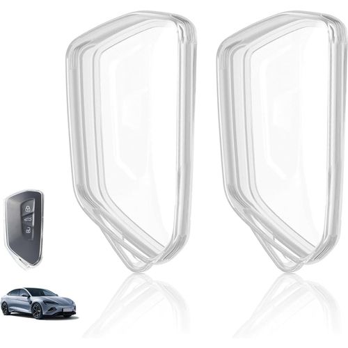 2 Pièces Boîtier De Protection Pour Clé De Voiture Compatible Vw Golf 8 3-Bouton Coque Tpu Souple Noir-Transparent,Housse Antichoc Pour Clé De Voiture Volkswagen,Seat,Skoda Et Cupra,Transparent