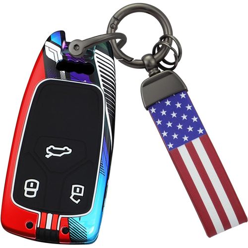 Coque De Clé Pour Audi A4 B9 A3 S4 Rs4 A5 F5 S5 Rs5 A6 A7 Fy Q7 Sq7 4m Tt.Fv Tts Rs R8 Boîtier En Alliage De Zinc Clé De Voiture Protection Porte-Clés Keyless 3 Boutons.[H28]