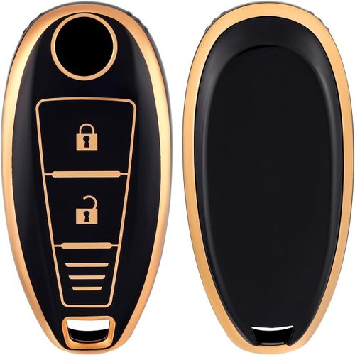 Coque Clé Etui Cles Boitier Clé De Voiture Pour Suzuki Swift Vitara Grand Vitara Ii Sx4 Baleno Ertiga Ciaz S-Cross Kizashi Jimny Étui Clés Voiture Clé À Télécommande,Noir Or