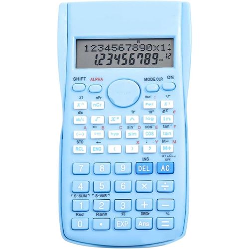 Calculatrice Scientifique,Calculatrice Mathématique 12 Bits avec 240 Fonctions,Grand écran,Couverture Rigide Coulissante pour Les étudiants du Collège et Les Enseignants (Bleu)
