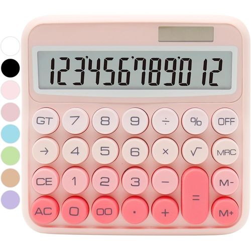 Calculatrice rose dégradée avec grand écran LCD et gros boutons,accessoire de bureau pour femmes,école,maison,travail