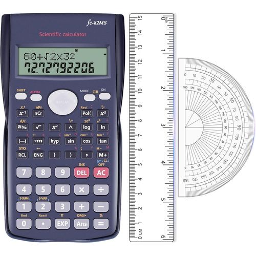 Calculatrice College Lycee Bureau Scientifique-Bonus Règle Et Rapporteur,Calculette Mode Examen Materiel Ecole Papeterie Pack Fourniture Scolaire Rentrée.[V23]