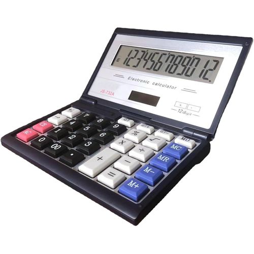 Calculatrice solaire à double puissance avec affichage à 12 chiffres Grand écran pliable Flip Cover Big Button Outil informatique portable pour les finances,les affaires,le bureau et l'école
