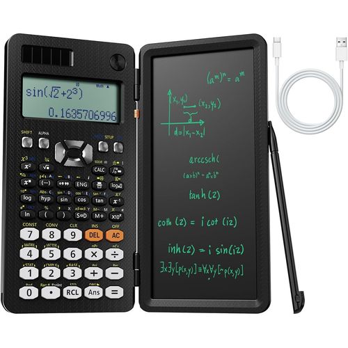 991ES-II Calculatrice Scientifique Rechargeable,417 Fonctions avec Bloc-Notes,Boîtier Dur Pliable,Écran Écrit de 4 Lignes,Calculatrice Avancée pour Élèves Scolaires/Bureau