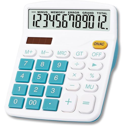 Calculatrice de Bureau à Grand écran avec Batterie solaire Double Puissance 12 Chiffres Calculatrice financière dédiée à la Fonction Standard Calculatrice d'affaires de Bureau