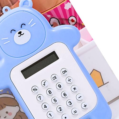 Mini Calculatrice de Dessin animé Style Ours Mignon,Calculatrice Portable Légère à 8 Chiffres,Idéal pour Les étudiants (Ours Bleu)