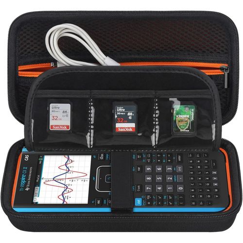 Ti-nspire CX II Cas/CX II/CX/CX Cas Color Drawing Calculator Housse de téléphone avec Poche Ultra zippée pour câble de Charge,Chargeur,Manuel,Noir