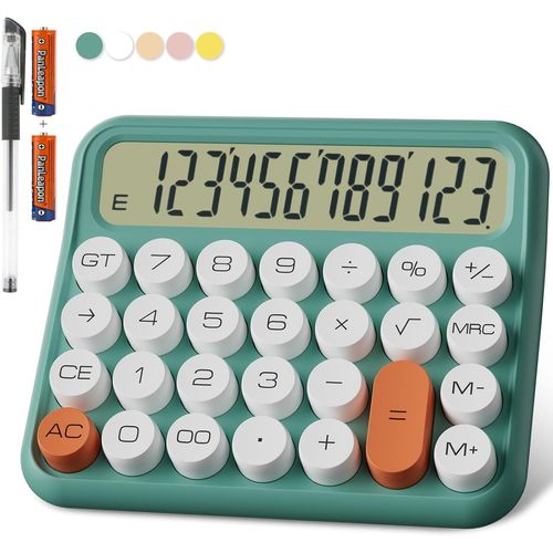 Calculatrice mécanique 12 Chiffres,écran LCD Extra Large de 5 Pouces,Calculatrice de Bureau à Piles,Gros Boutons faciles à Presser,écran inclinable à 15° pour Les Enfants.[V1]