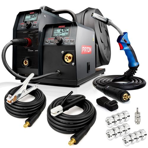 PATON ProMIG-350-15-4-400V Poste à souder MIG 3 en 1 400V, 15-4 – Kit de soudage MIG professionnel, avec torche, porte-électrode et support de masse, machine à souder avec et sans gaz