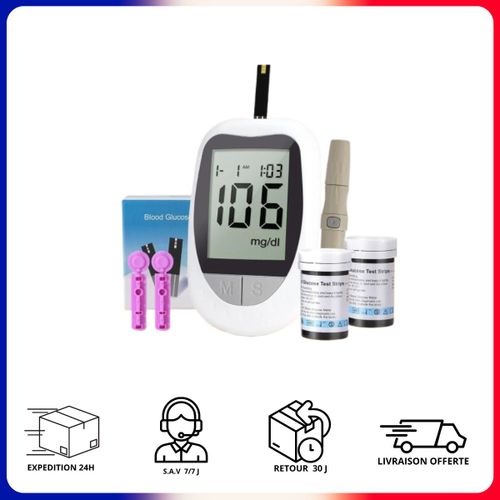 Lecteur De Glycémie Mg/Dl Test Diabete Portable Avec Bandelettes Précis Facile