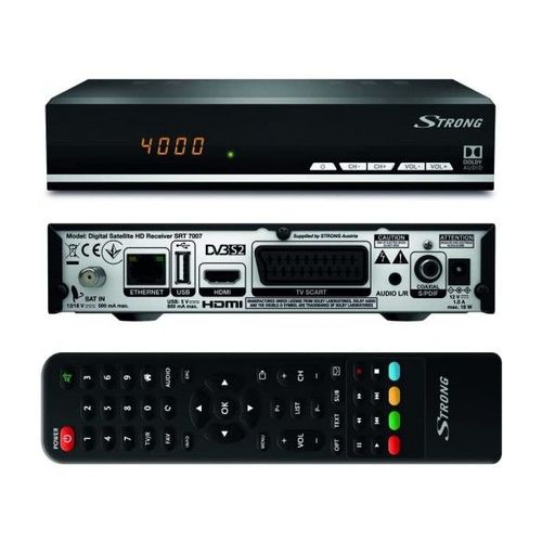 Strong SRT 7007 Décodeur Satellite HD Free to Air avec affichage (Récepteur TV Sat, HDMI, SCART, USB) noir