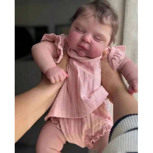 Poupée Reborn Fille Brune Nouveau-né Réaliste Bébé Yeux Fermés Endormi 45cm