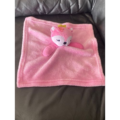 Doudou plat rose renard couronne fleur NINGBO HONG LING 26*26cm
