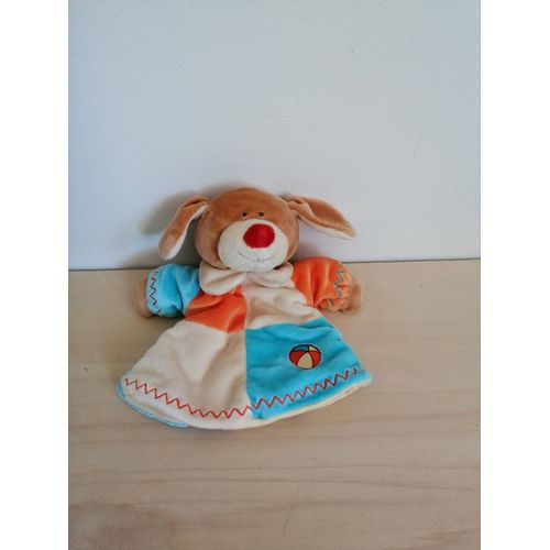 Doudou chien bleu orange lascar