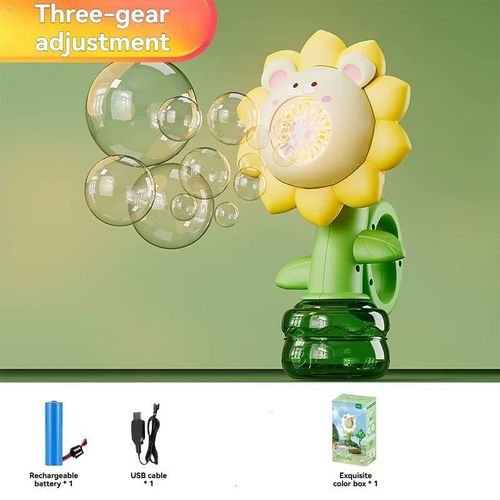 Machine à Bulles Électrique Tournesol Dansant avec Lumière – Jouet Automatique à Bulles pour Enfants, Animation et Effets Lumineux