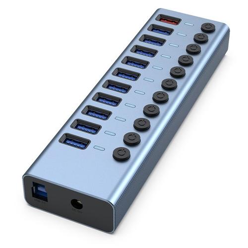 11 sur 1 séparateur de moyeu USB 3.0 avec interrupteur indépendant et alimentation 12V 4A