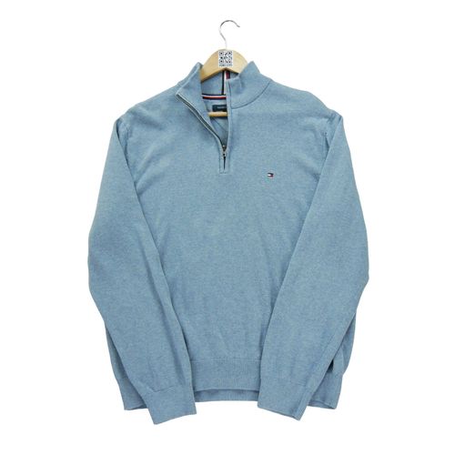 Reconditionné - Pull Homme Demi-Zippé Bleu Clair - Taille Xl - Homme - Bleu Clair