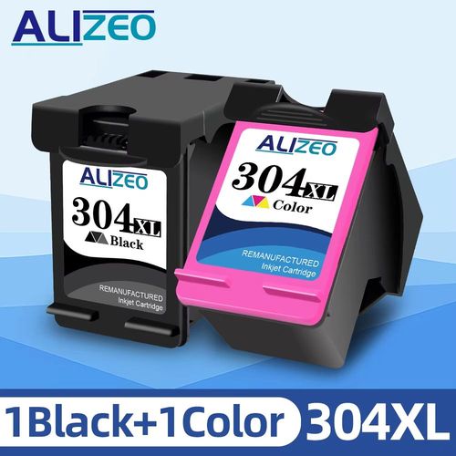 Alizeo 304 cartouche d'encre Compatible pour HP304 pour HP 304XL Deskjet ENVY Officejet 2600 2630 3723 3724 3730 3732 3752 3755 3758-1 Noir 1 Couleur