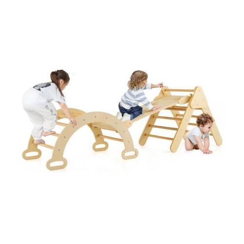 7 En 1 Triangle D'escalade Costway Avec Toboggan/Arche/Rampe - Échelle Réglable, Charge 50kg, Pour Tout-Petits Bébé 1 Ans+