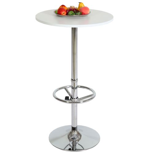 Table De Bar Table De Bistrot Table De Réception Bari Avec Repose-Pieds Ø60cm   Blanc