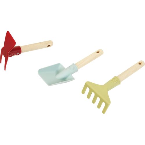 CHECARZHN--NO1-7681 Outils De Jardinage, Avec Pelle, Râteau Et Double Binette À Manche Court, Plastique Recyclé, Anti-Uv, Jouet Pour Enfants À Partir De 3 Ans
