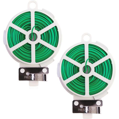 CHECARZHN--NO1-Attache Plante 2 Pièces, 400M Fil D'Acier Intégré, Ficelle Jardin, Anti-Oxydation, Equipé De C aux, Fil De Fer Jardin, Convient Pour Ramification Des Plantes, Fixation Auxiliaire