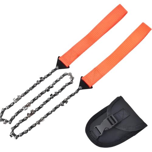 CHECARZHN--NO1-Tronçonneuse De Poche En Acier Inoxydable Avec Poignées Camouflage Et Sac, Chaîne 65¿Cm, Légère Et Maniable, Idéale Pour Le Camping, La Randonnée, Les Activités En Plein Air