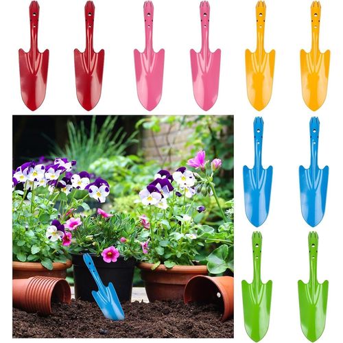 CHECARZHN--NO1-10 Pièces Mini Pelles De Jardin, 28Cm Coloré Pelle À Main En Métal Outil De Creusement De Jardin Pour Enfants Pour Fleurs Plante Sol Plantation Transplantation (5 Couleurs)