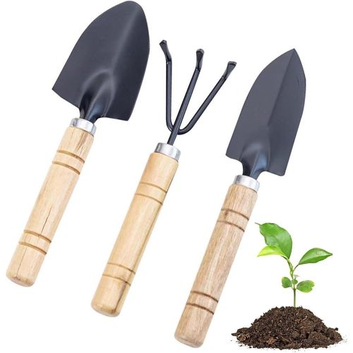 CHECARZHN--NO1-3 Pcs Mini Outils De Jardin Kit,Outils De Jardinage Kit 1 Pelle À Terreau, 1 Transplantoir, 1 Fourche Pour Plantes En Pot Pour Jardin Plantes Intérieur Extérieur