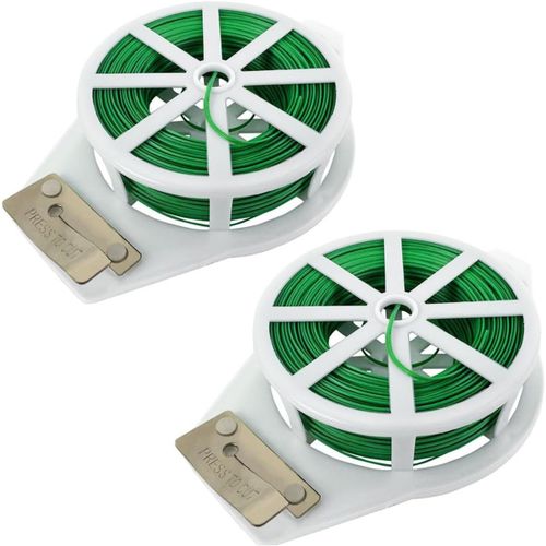 CHECARZHN--NO1-200M Fil De Jardinage Vert 2 Rouleaux Fil De Attache Avec Coupe Fil De Fer Pour Plantes Cravates De Jardin Réutilisable Multifonctionnel Pour Plante Grimpante Fleurs Tomate Câble Organ